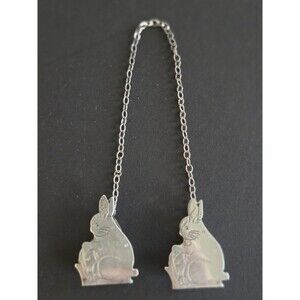 Vintage Webster Sterling Silver Bunny Rabbit Baby Bib Clips / Sweater Guard 925